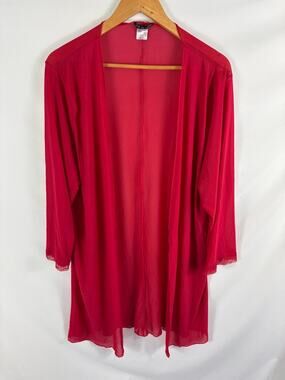 Venus Red Lace Trim Stretch Cardigan Coverup Size XL